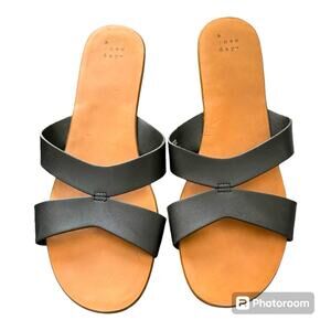 A New Day Catie Slide Sandals Open Toe Black Size 10